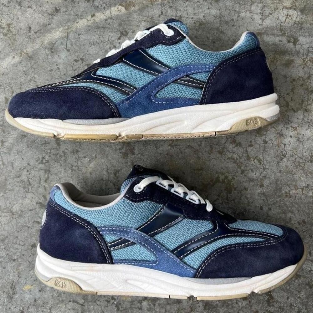 SAS Tour Mesh LT Blue Denim Suede Comfort Walking Shoes 8.5W Wide